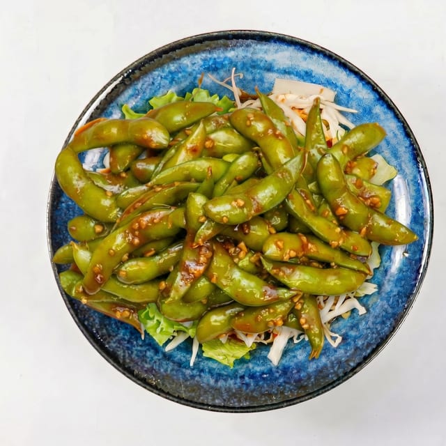 Spicy Garlic Edamame.